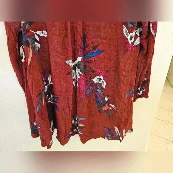 Free People Womens Size S Electric Orchid Print Swing Tunic Dress Boho Flowers - Picture 4 of 14